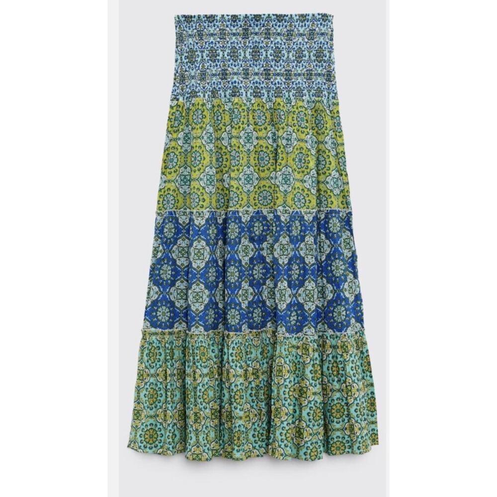 Zara Green Floral Midi Skirt - Size M